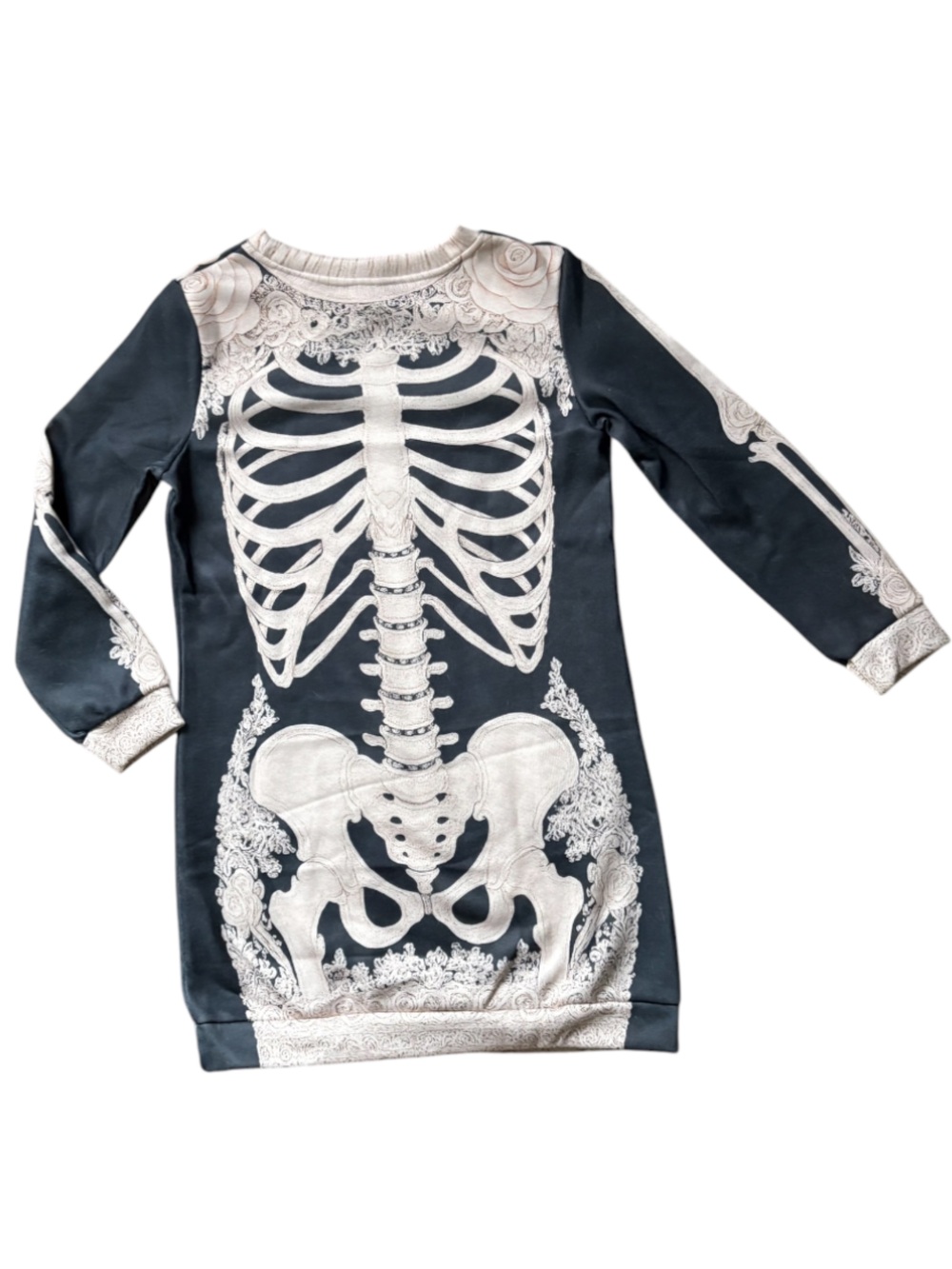 SKELETON➕Elegant Floral Sweatshirt Dress